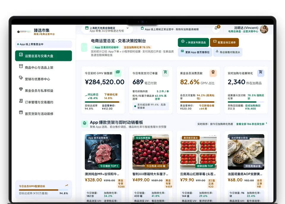 臻选市集会员电商平台平台管理后台界面