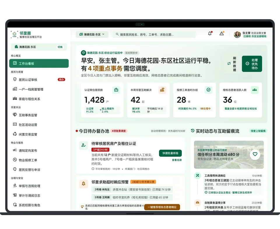 邻里圈社区 App平台管理后台界面